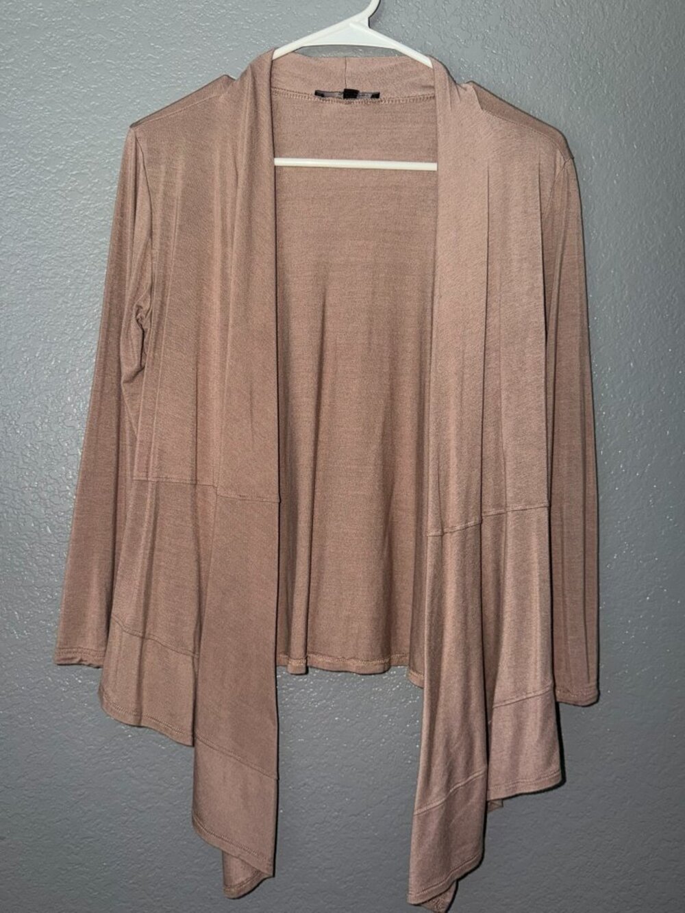 Womens Cream Waterfall Open Front Cardigan Textured Knit Drape Sweater Long Sl